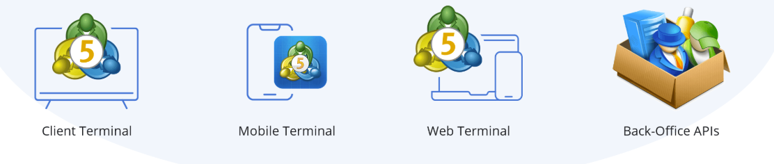 Client terminal, mobile terminal, web terminal and back-office APIs